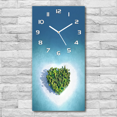 Reloj de cristal vertical Playa en forma de corazón