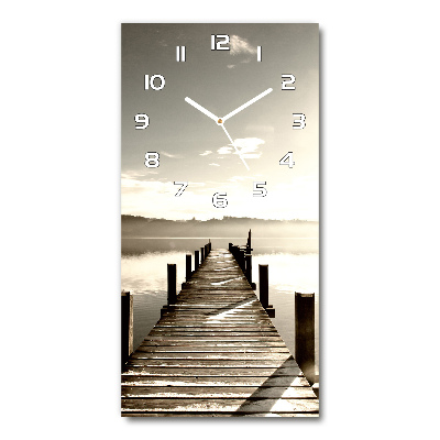 Reloj de vidrio vertical Muelle de madera