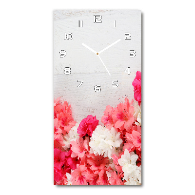 Reloj de vidrio vertical Flores sobre madera