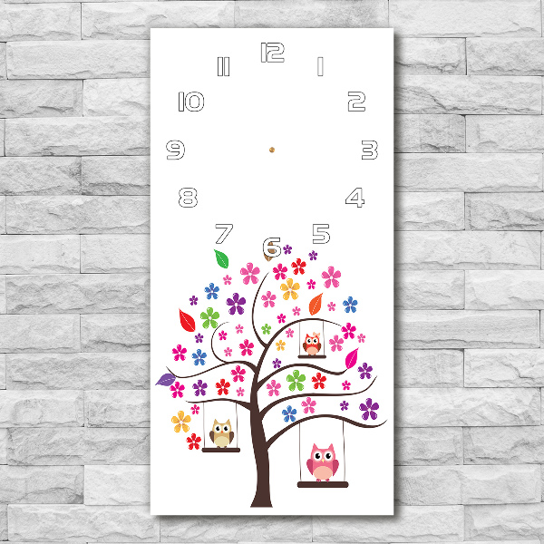 Reloj vertical Búhos en columpios