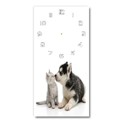 Reloj de vidrio vertical Perro y gato