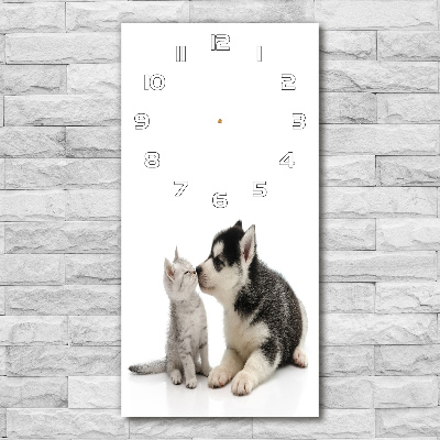 Reloj de vidrio vertical Perro y gato
