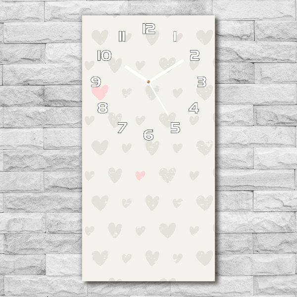 Reloj de cristal vertical Fondo de corazones