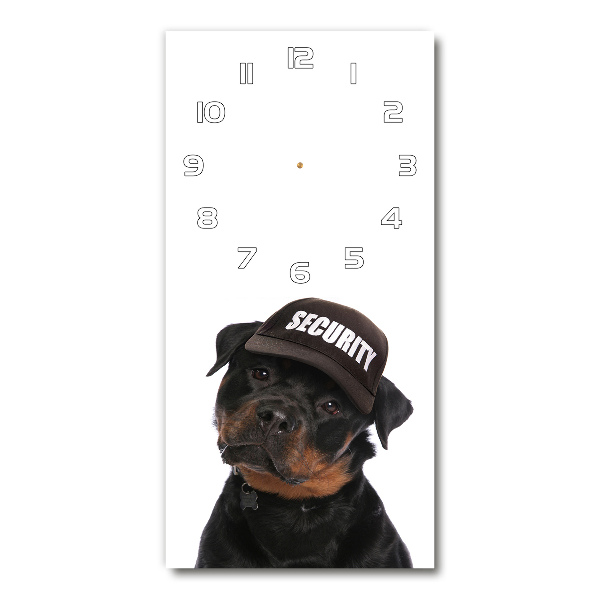 Reloj de vidrio vertical Rottweiler con gorra