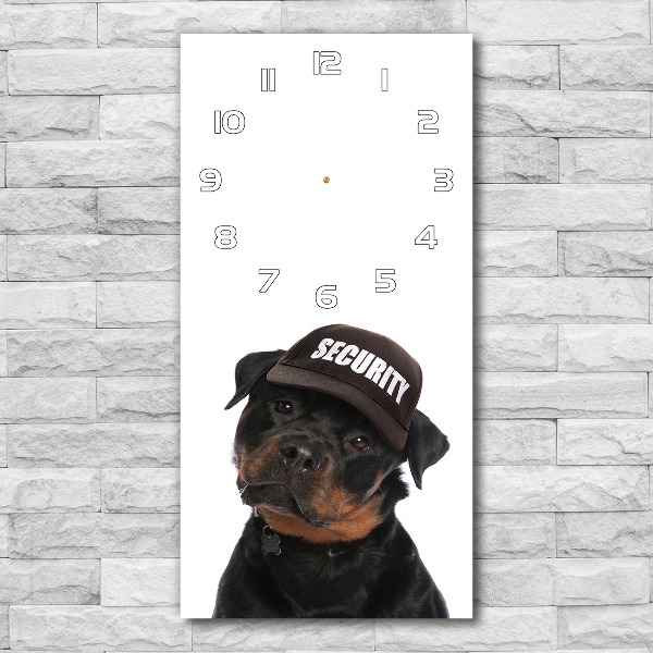 Reloj de vidrio vertical Rottweiler con gorra