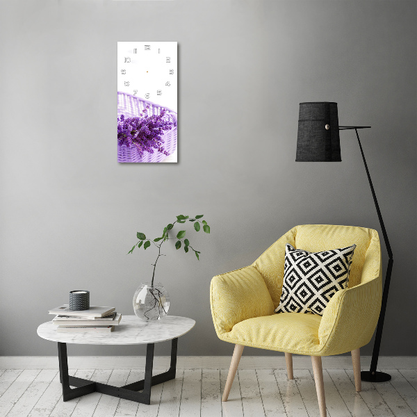 Reloj de cristal vertical Lavanda en una cesta