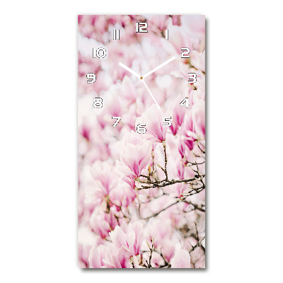 Reloj de vidrio vertical Flores de magnolia