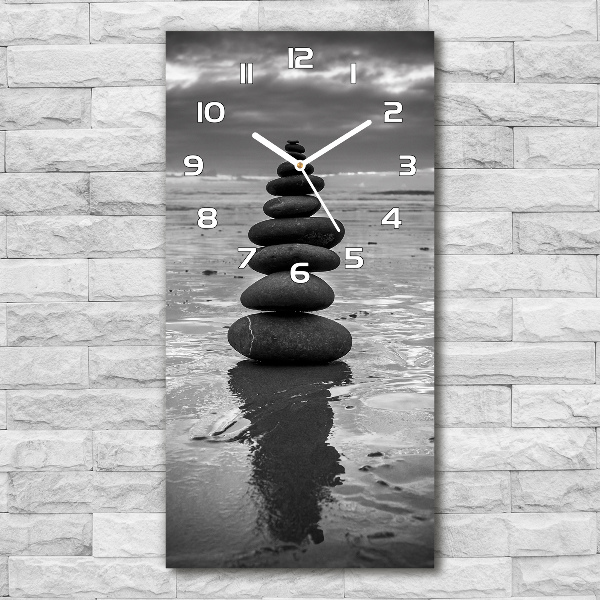 Reloj de cristal vertical Piedras en la playa