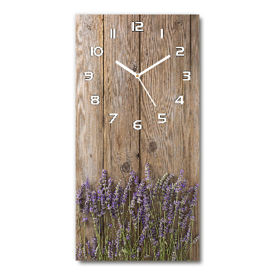 Reloj rectangular Lavanda sobre madera