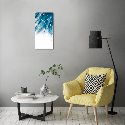 Reloj de vidrio vertical Plumas azules