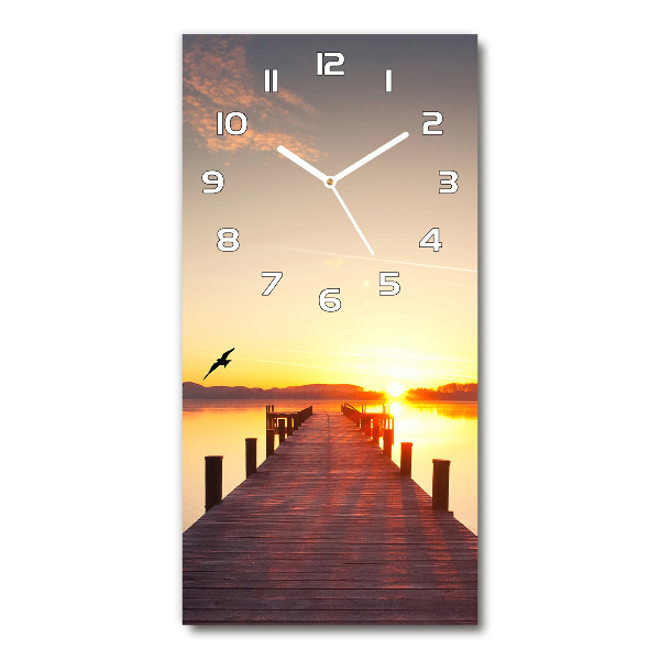 Reloj de cristal vertical Muelle del atardecer