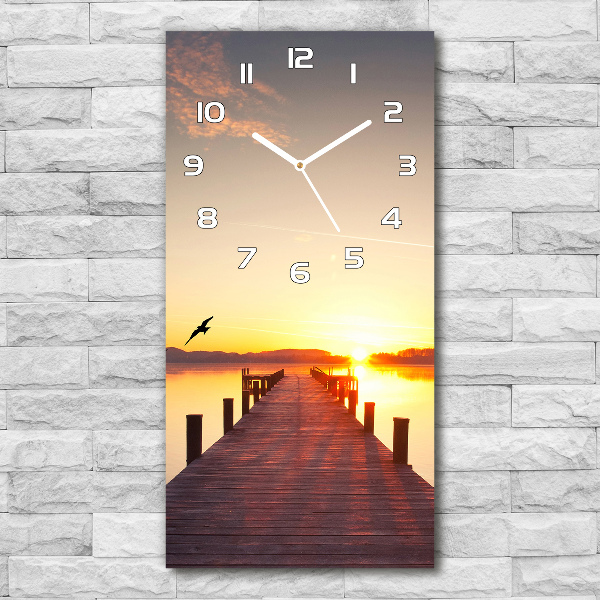 Reloj de cristal vertical Muelle del atardecer