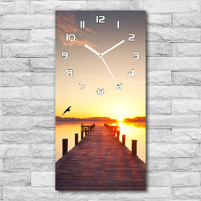 Reloj de cristal vertical Muelle del atardecer