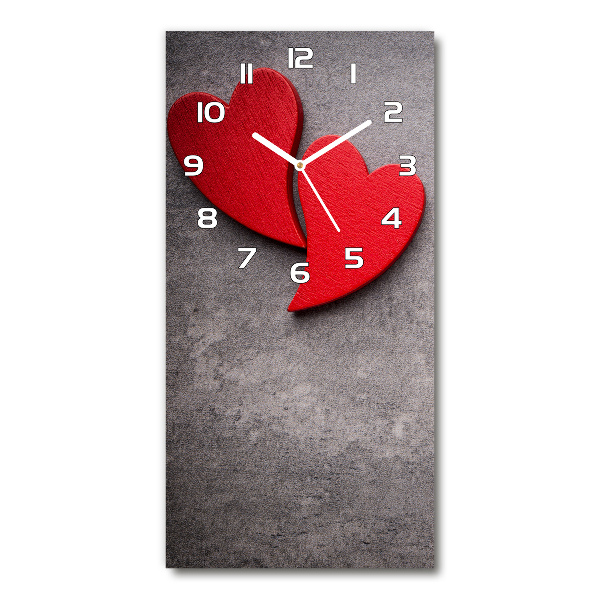 Reloj de vidrio vertical Corazones rojos