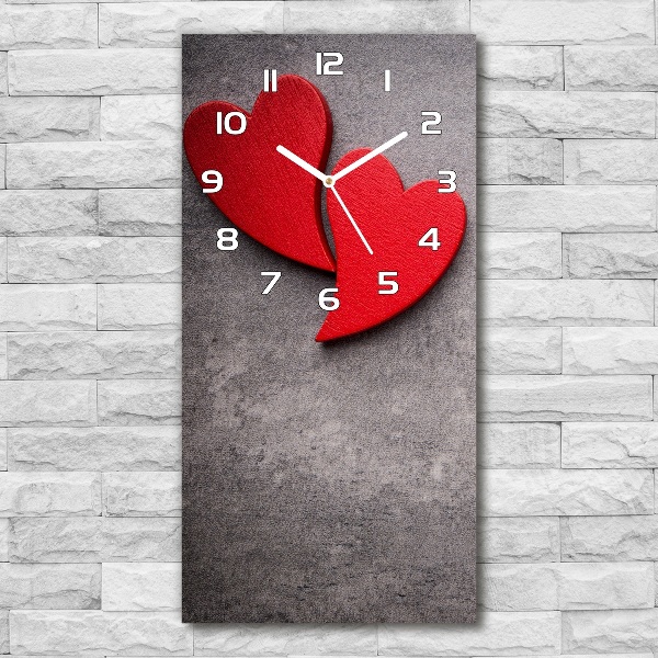 Reloj de vidrio vertical Corazones rojos