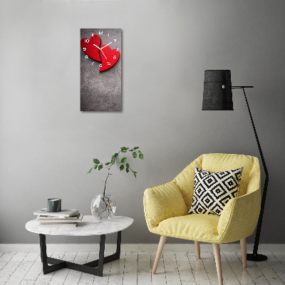 Reloj de vidrio vertical Corazones rojos