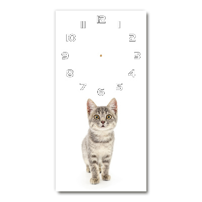 Reloj de cristal vertical Gato gris