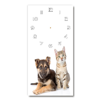 Reloj de vidrio vertical Perro y gato