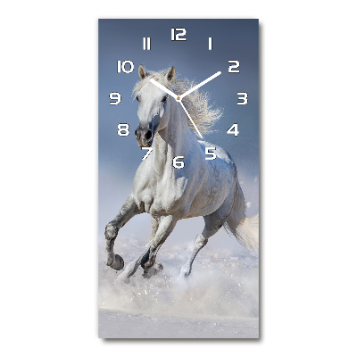 Reloj de cristal vertical Un caballo blanco galopando