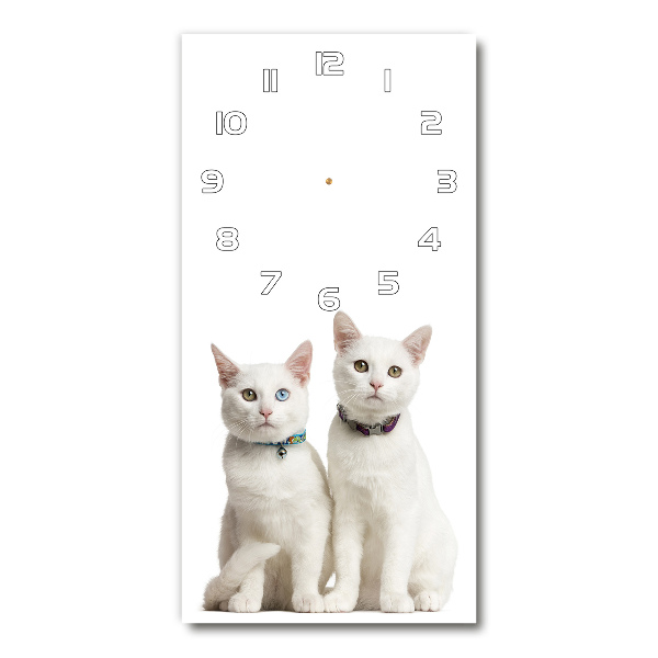Reloj de cristal vertical Dos gatos blancos