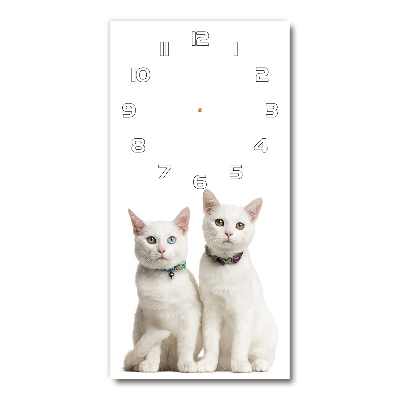 Reloj de cristal vertical Dos gatos blancos