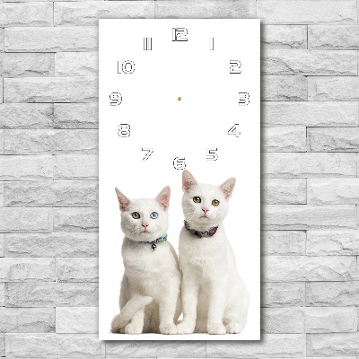 Reloj de cristal vertical Dos gatos blancos