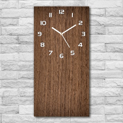 Reloj de vidrio vertical Fondo de madera