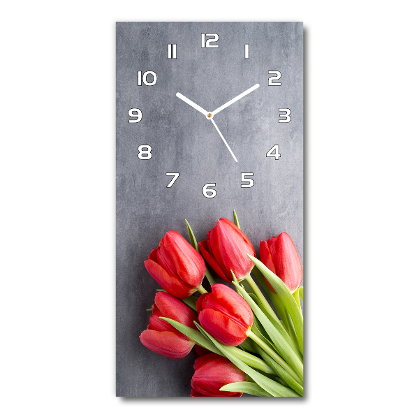 Reloj de cristal vertical Tulipanes rojos