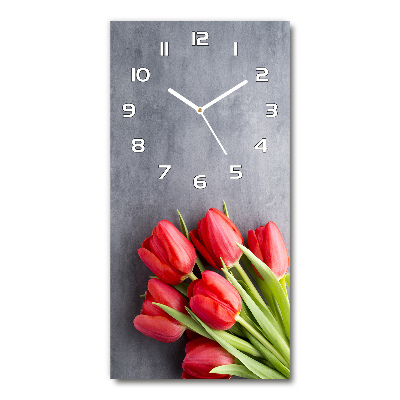 Reloj de cristal vertical Tulipanes rojos