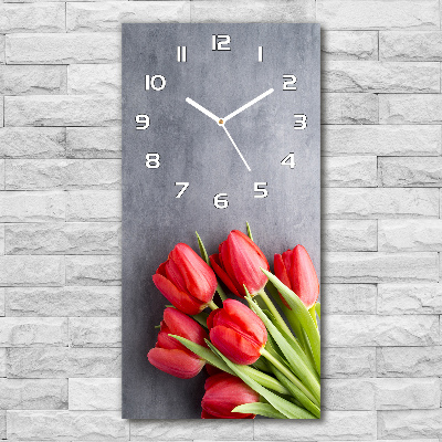 Reloj de cristal vertical Tulipanes rojos