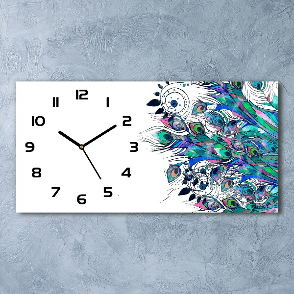 Reloj horizontal Plumas de pavo real