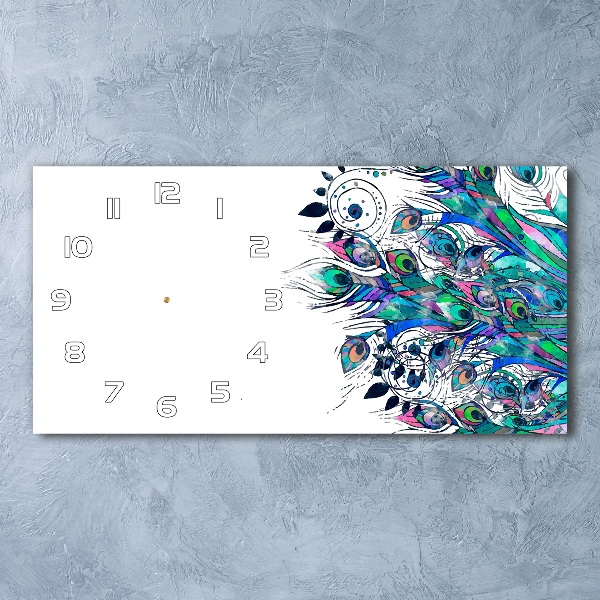 Reloj horizontal Plumas de pavo real