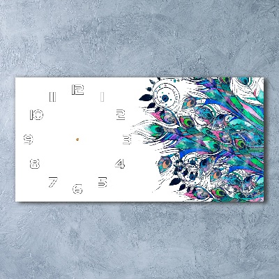 Reloj horizontal Plumas de pavo real