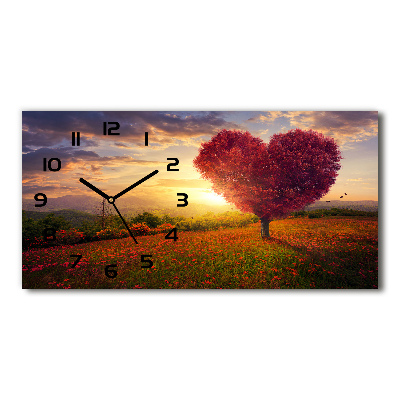 Reloj de cristal horizontal Corazón de campo de árboles
