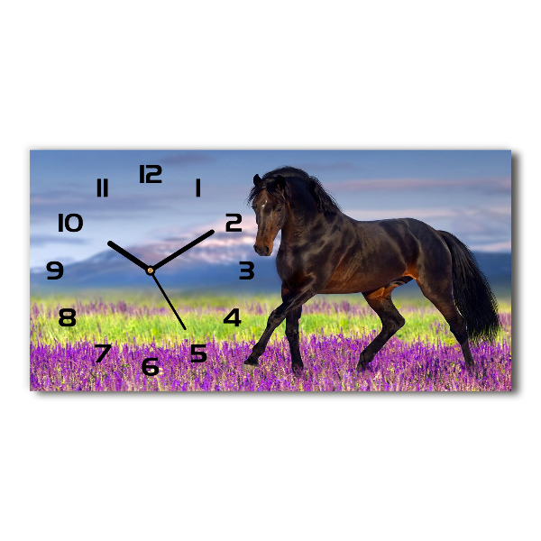 Reloj de cristal horizontal Un caballo en un campo de lavanda