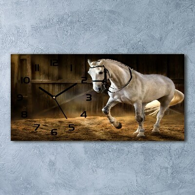 Reloj rectangular Caballo blanco en el establo