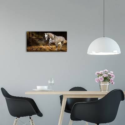 Reloj rectangular Caballo blanco en el establo