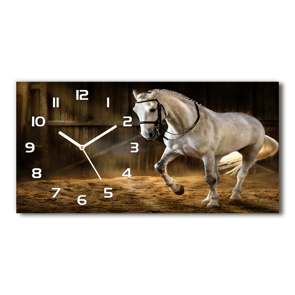 Reloj rectangular Caballo blanco en el establo