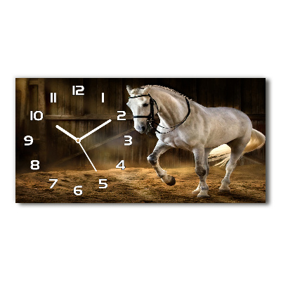 Reloj rectangular Caballo blanco en el establo