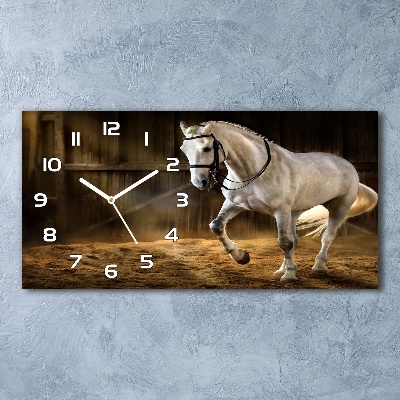 Reloj rectangular Caballo blanco en el establo