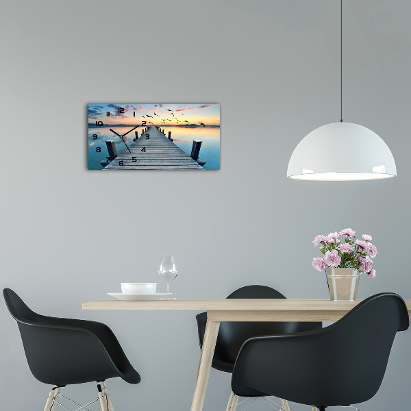 Reloj rectangular Muelle de madera