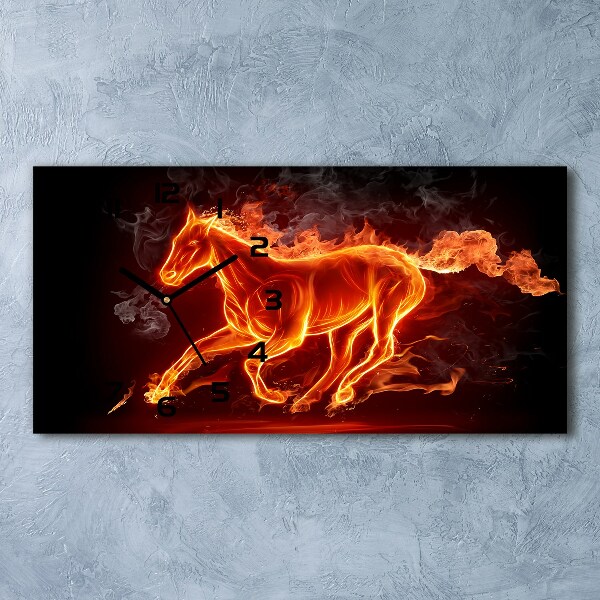 Reloj rectangular Caballo en llamas