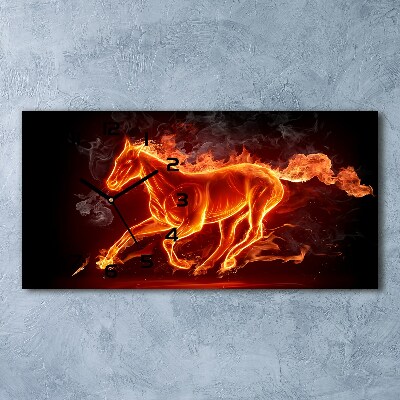 Reloj rectangular Caballo en llamas