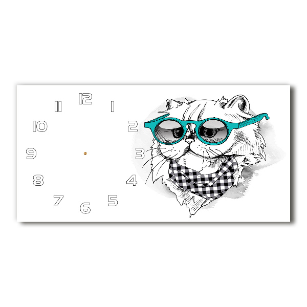 Reloj de cristal horizontal Gato con gafas