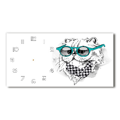 Reloj de cristal horizontal Gato con gafas