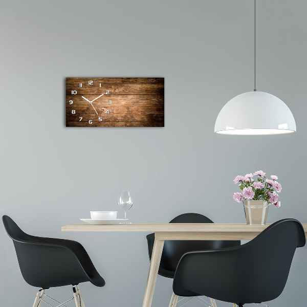 Reloj de cristal horizontal Fondo de madera
