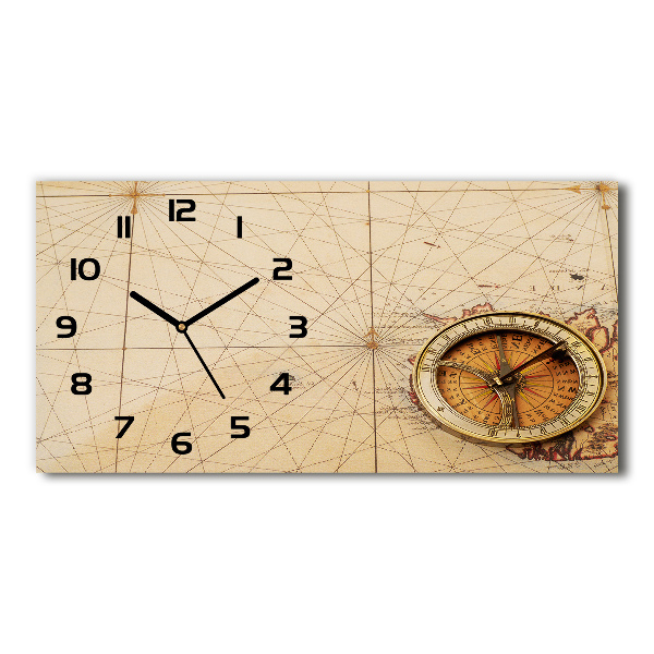Reloj rectangular Brújula en el mapa