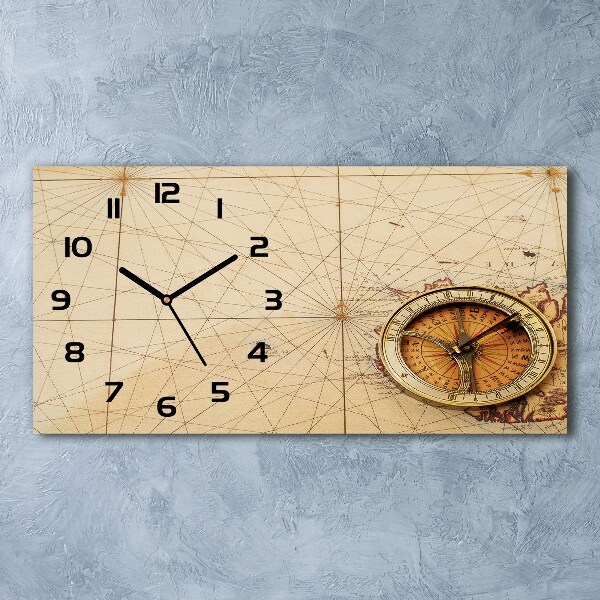 Reloj rectangular Brújula en el mapa
