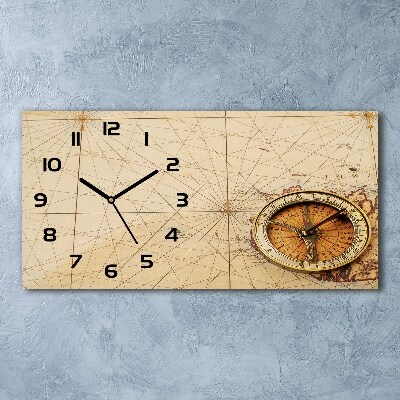 Reloj rectangular Brújula en el mapa