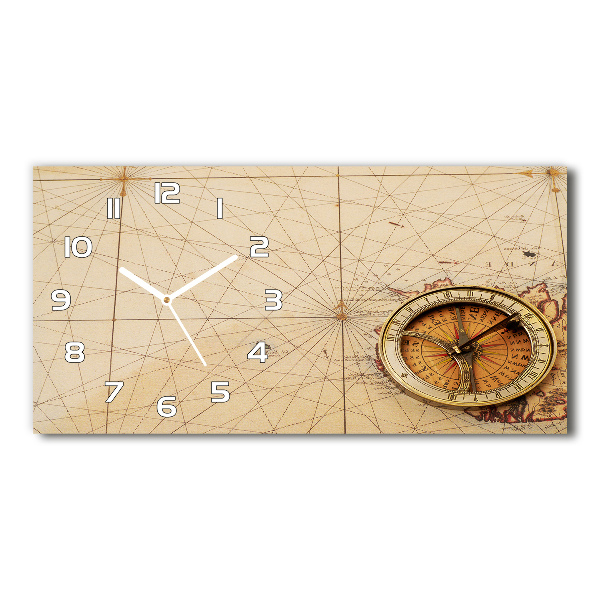 Reloj rectangular Brújula en el mapa